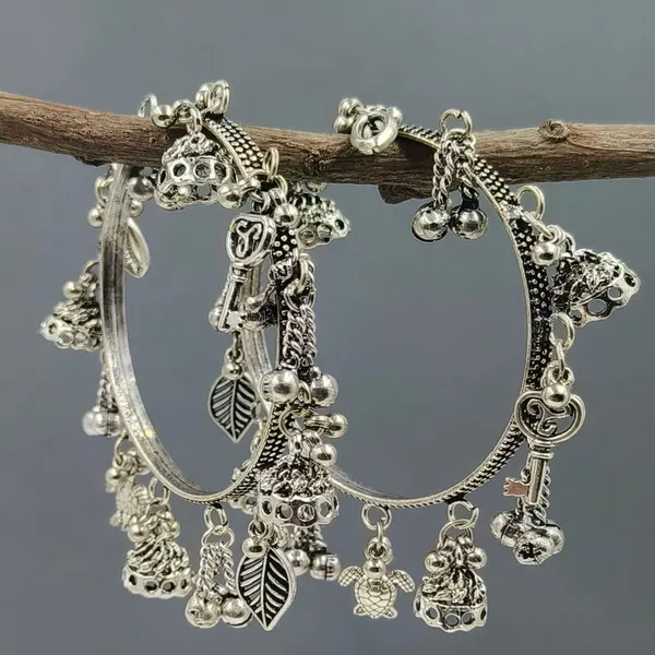 Oxidised_Charm_Bangle_with_Jumkhi,_Leaf,_Key___Turtle_Pendants_-_Set_of_2