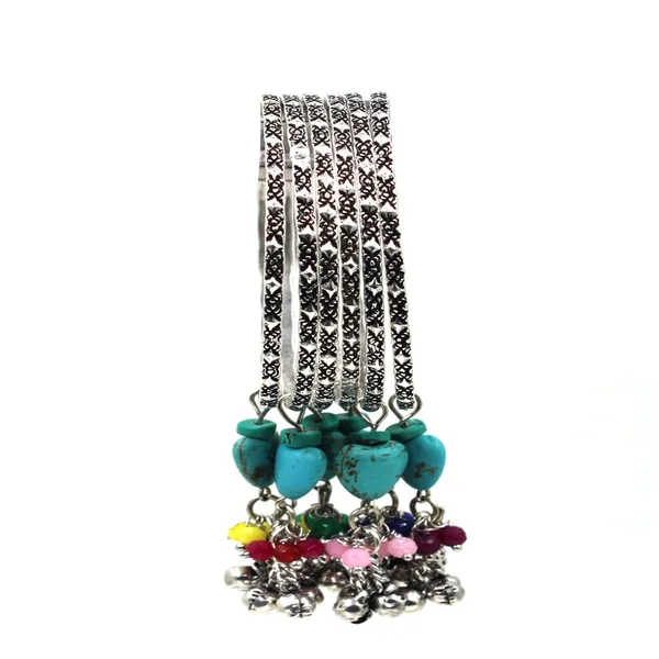 Oxidised_Silver_Bangles_-_Set_with_Turquoise_Heart_Beads___Multi-Ghungroo_Charms_-_Set_of_6