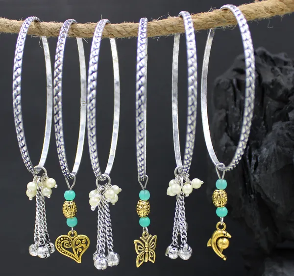 Oxidised_Bangles_-_Set_with_Golden_Charms,_Pearls___Turquoise_Beads_-_Set_of_6
