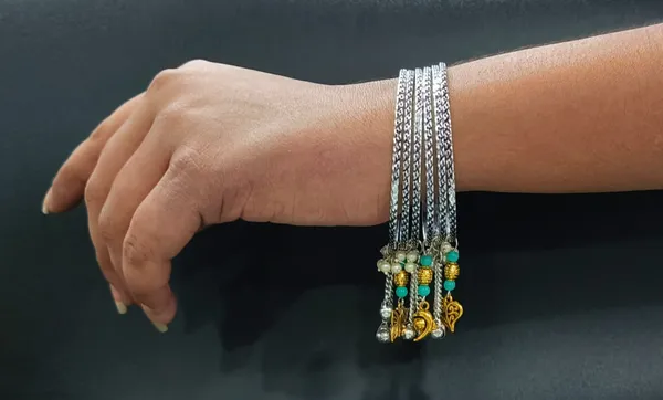 Oxidised_Bangles_-_Set_with_Golden_Charms,_Pearls___Turquoise_Beads_-_Set_of_6