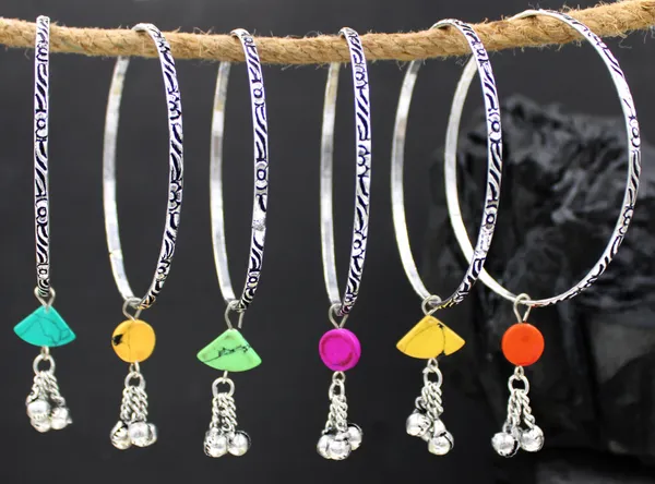 Oxidised_Silver_Bangles_with_Colorful_Stone_Charms___Ghungroo_-_Set_of_6