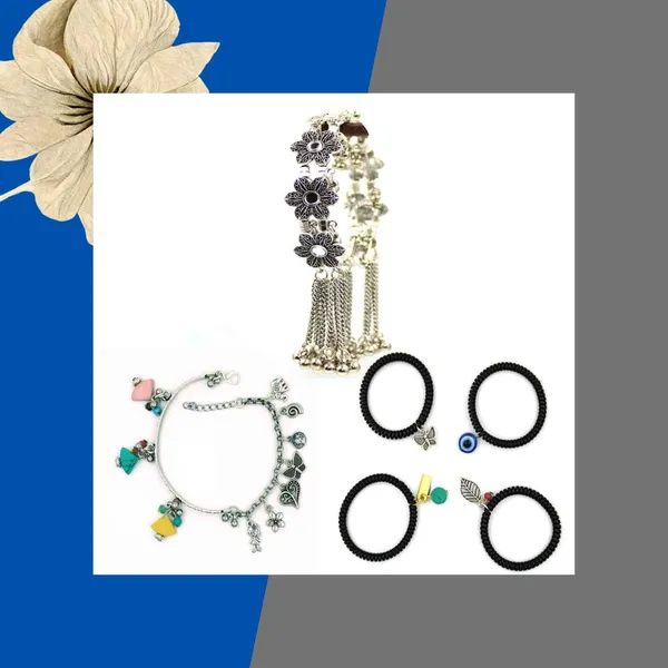 Oxidized___Stretchable_Charm_Bracelet_Combo___Traditional___Trendy_Styles