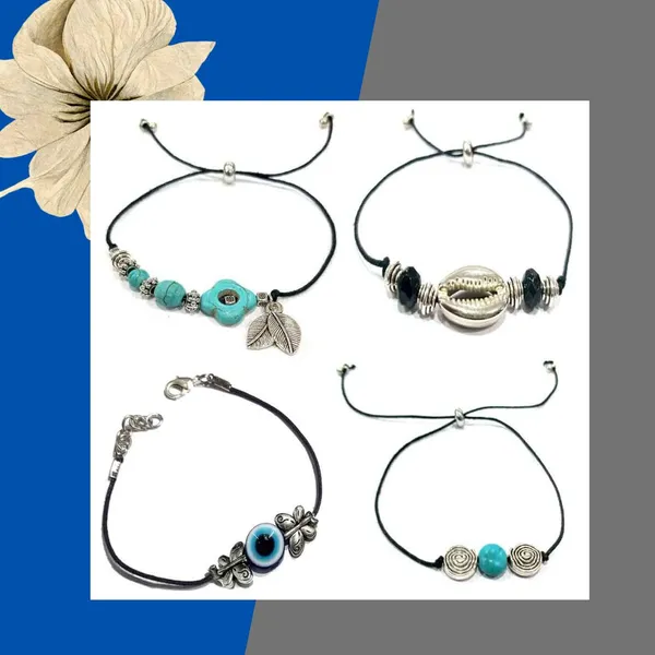 Handmade_Boho_Evil_Eye___Turquoise_Bracelet_Set_for_Men___Women_|_Adjustable_Black_Cord