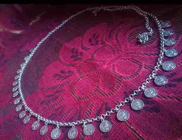 Plain_oxidised_Silver_Slim_Kamarband_with_coin_Hanging