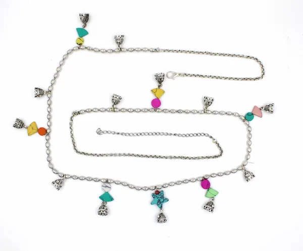 Plain_oxidised_silver_Slim_Kamarband_With_Colurful_Hanging_for_Women_and_Girls