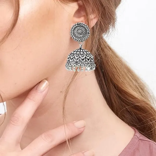 Handmade_Silver_Plated_Oxidised_Jhumka_Earrings