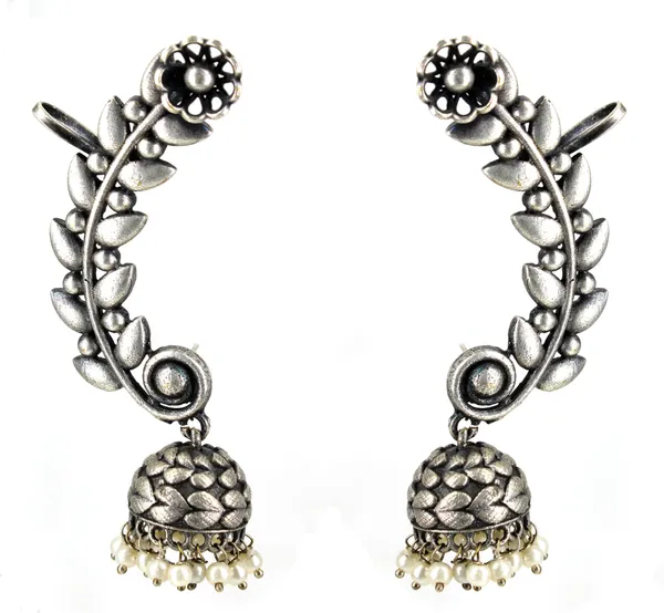 Oxidized_Silver_Ear_Cuff_Jhumka_Earrings_with_Pearl_Drops