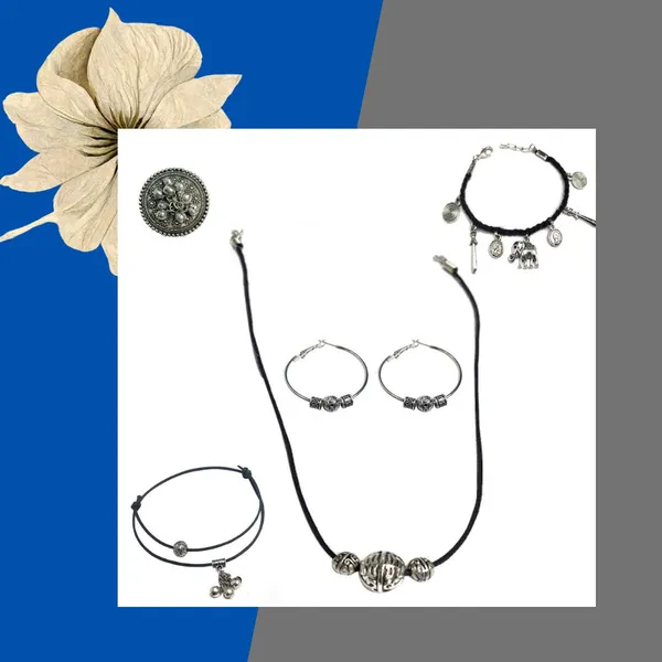 _Royal_Tribal_Charm_Set__Oxidized_Silver_Choker_Set___Earrings,_Bracelet,_Anklet___Ring