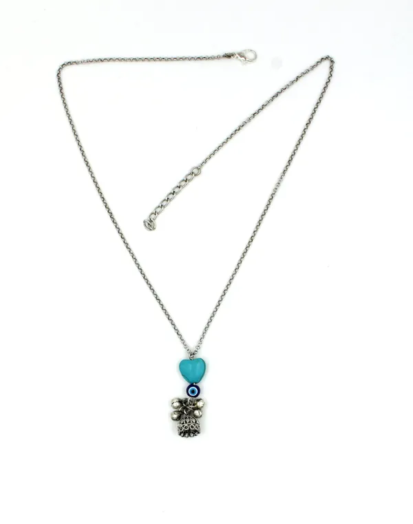 Oxidised_chain_with_Turquoise_ston_modern_style_Choker_Necklace