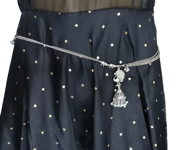 Plain_oxidised_silver_Slim_Kamarband_With_Jumkhi_Hanging_for_Women_and_Girls