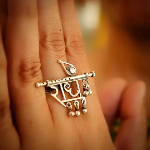Oxidised_Adjustable_RADHE_Ring_For_Girls