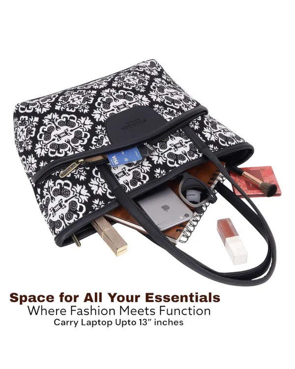 Black_Floral_Kamaya_Tote_+_Brown_Dona_Broad_Belt_Sling_Bag_(Value_Saver_Combo)