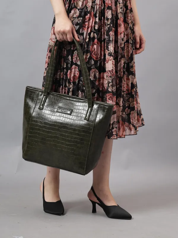 Forest_Green_Rachel_Tote_&_Black_Dona_Sling_Combo_–_Croco_Vegan_Leather_|_Festive_Buy_1_Get_1_Offer