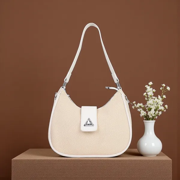 White_Elegant_Clara_Canvas_Baguette_Shoulder_Bag_(korean)