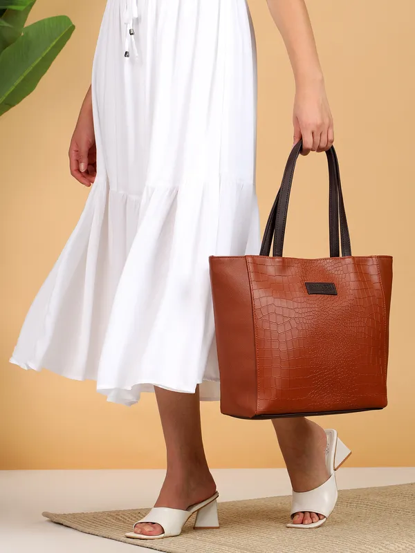 Tan_Fiona_Tote_&_Brown_EDC_Sling_Combo_–_Croco_Vegan_Leather_|_Buy_1_Get_1_Festive_Offer