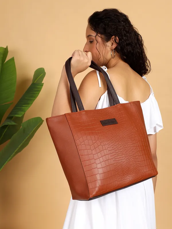 Tan_Fiona_Tote_&_Brown_EDC_Sling_Combo_–_Croco_Vegan_Leather_|_Buy_1_Get_1_Festive_Offer