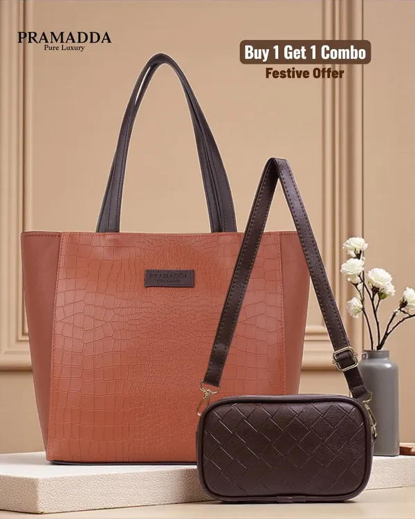 Tan_Fiona_Tote_&_Brown_EDC_Sling_Combo_–_Croco_Vegan_Leather_|_Buy_1_Get_1_Festive_Offer
