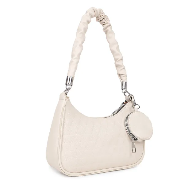 White_Elegant_Mia_Baguette_Sling_Crossbody_Bag_With_Coin_Pouch