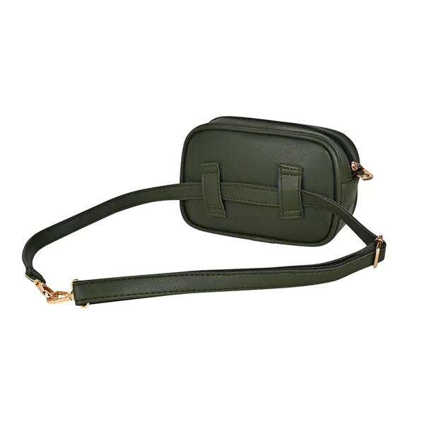 Olive_Green_Check_Emboss_Crossbody_Cum_Waist_Bag_For_Women