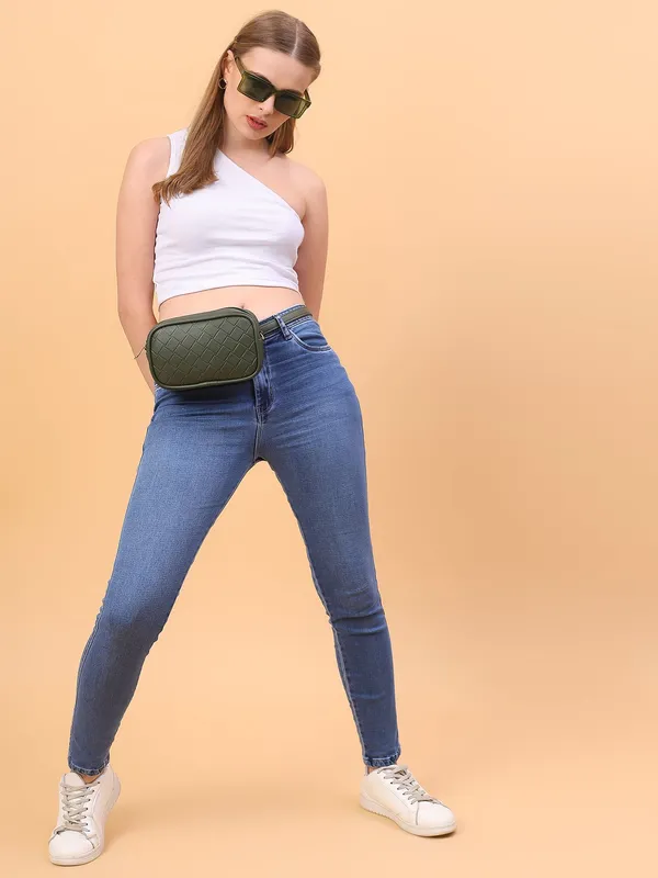 Olive_Green_Check_Emboss_Crossbody_Cum_Waist_Bag_For_Women