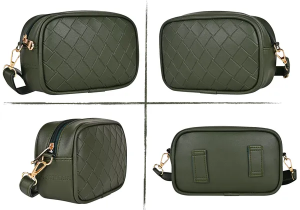 Olive_Green_Check_Emboss_Crossbody_Cum_Waist_Bag_For_Women