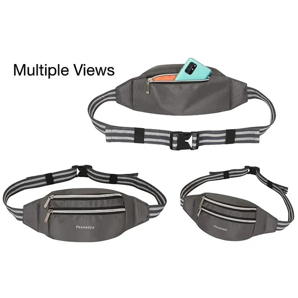 Grey_Pure_Luxury_Unisex_Waist_Bum_Bag_With_Adjustable_Belt_(38.1_X_7.62_X_12.7_Cm)