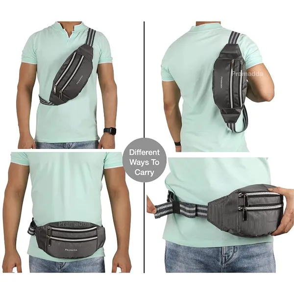 Grey_Pure_Luxury_Unisex_Waist_Bum_Bag_With_Adjustable_Belt_(38.1_X_7.62_X_12.7_Cm)