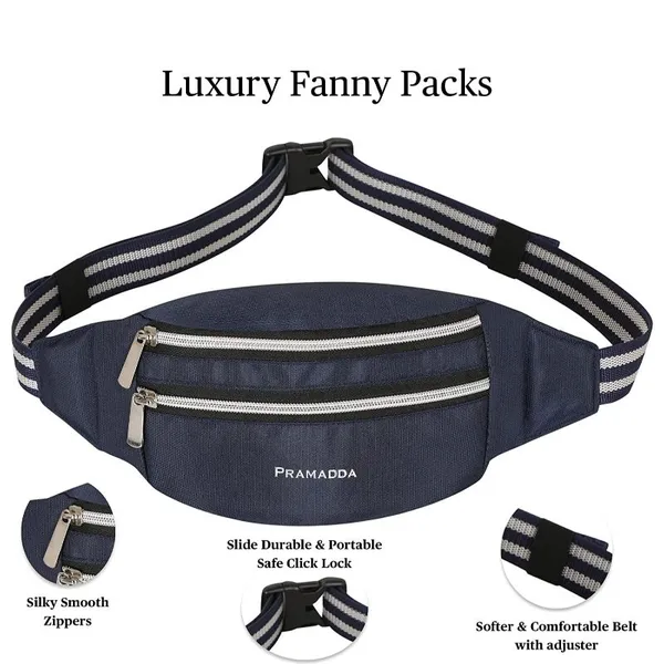 Grey_Pure_Luxury_Unisex_Waist_Bum_Bag_With_Adjustable_Belt_(38.1_X_7.62_X_12.7_Cm)