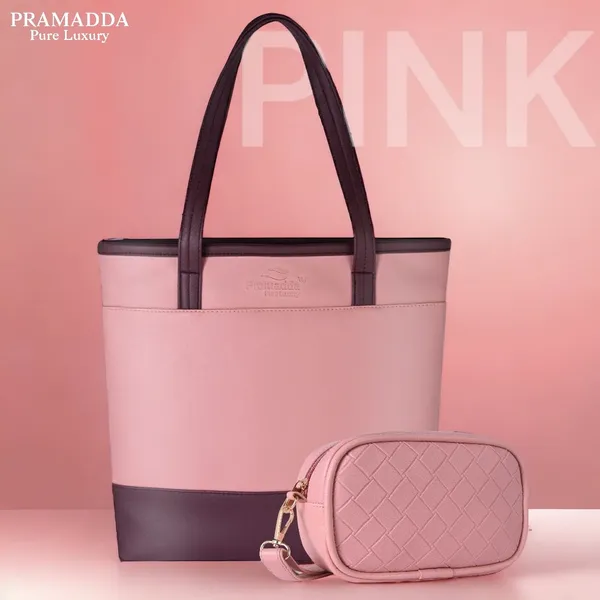 Pink_Vegan_Leather_Tote_&_Emboss_Crossbody_Bag