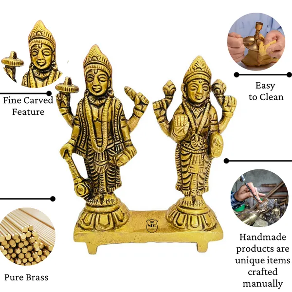 NEO_CLASSIC_Vishnu_Laxmi_Joint_Brass_Idol_|_Lakshmi_Narayan_Statue_Fine_Finish_|_Religious_Showpiece_for_Home_Temple,_Pooja_Room_&_Festive_Gifting