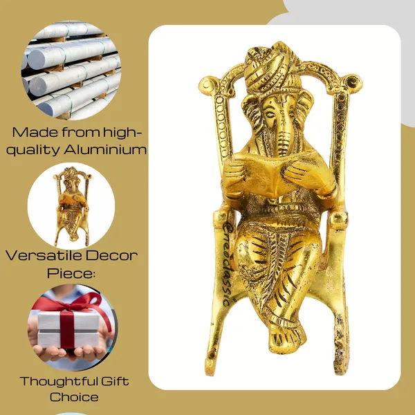 NEO_CLASSIC_Ganesha_on_Chair_Reading_Book_Metal_Idol_|_Antique_Finish_Ganpati_Murti_for_Pooja,_Home_Temple_&_Office_Decor_Showpiece_(6_Inch)