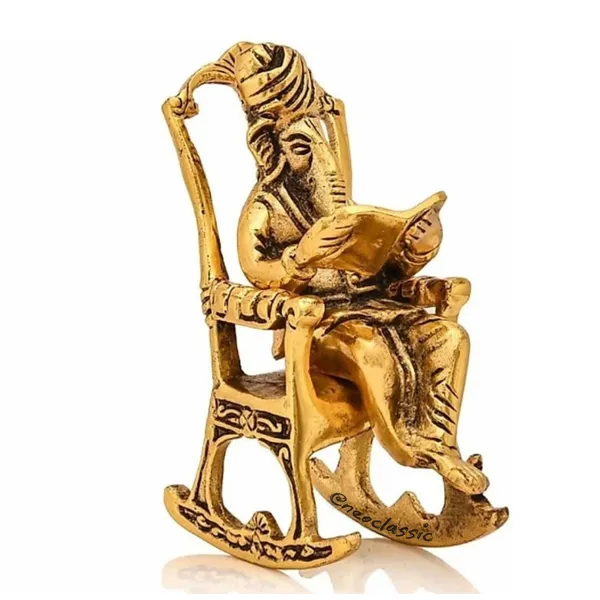 NEO_CLASSIC_Ganesha_on_Chair_Reading_Book_Metal_Idol_|_Antique_Finish_Ganpati_Murti_for_Pooja,_Home_Temple_&_Office_Decor_Showpiece_(6_Inch)