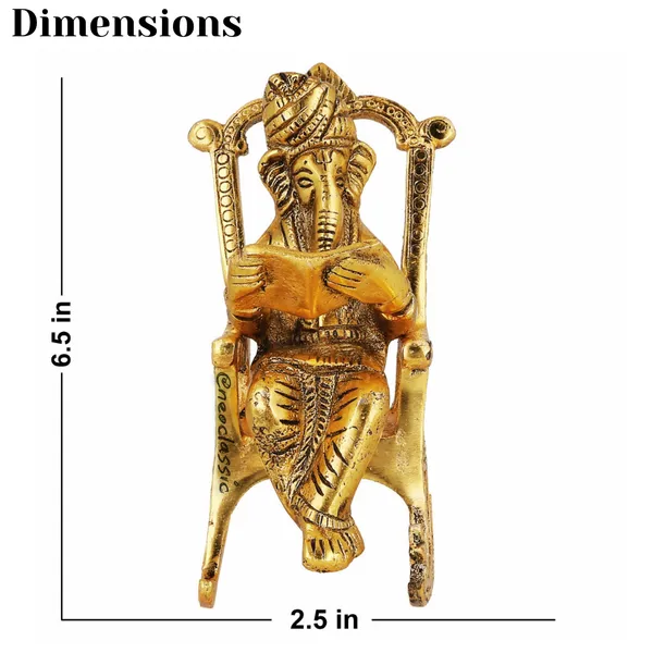 NEO_CLASSIC_Ganesha_on_Chair_Reading_Book_Metal_Idol_|_Antique_Finish_Ganpati_Murti_for_Pooja,_Home_Temple_&_Office_Decor_Showpiece_(6_Inch)