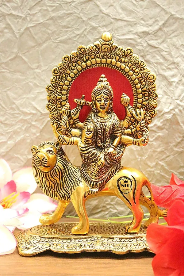 NEO_CLASSIC_Durga_Maa_Statue_with_Lion_|_Hindu_Goddess_Durga_Idol_for_Home_Temple,_Pooja_&_Decorative_Showpiece_|_Rectangular_Base_|_8_Inch