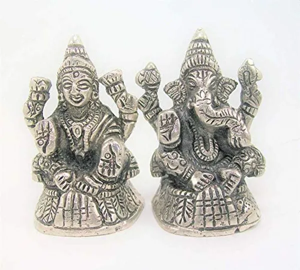 NEO_CLASSIC_Laxmi_Ganesh_Silver_Plated_Idol_|_Small_Size_Lakshmi_Ganesha_Murti_for_Home_Temple,_Pooja_&_Décor_|_Religious_Showpiece