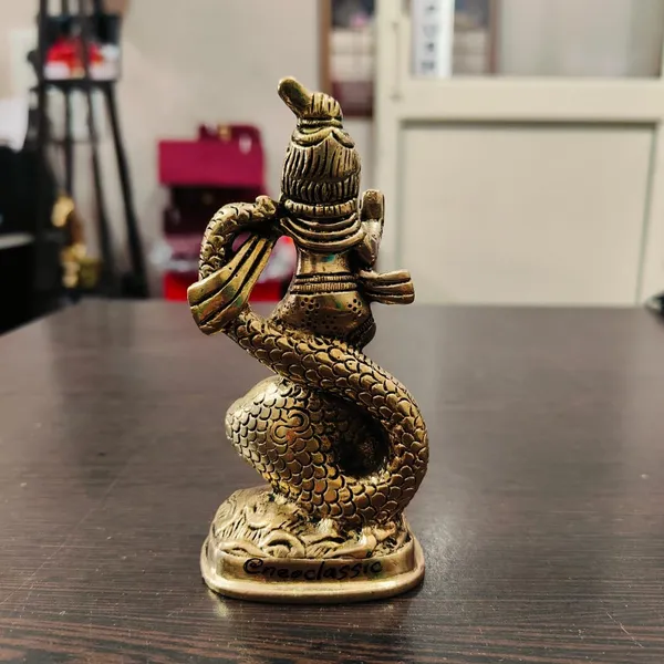 NEO_CLASSIC_Brass_Krishna_Idol_Kaliya_Daman_4.5_Inch_|_Lord_Krishna_Dancing_on_Kaliya_Naag_|_Pure_Brass_Statue_for_Home_Temple,_Pooja_&_Deco