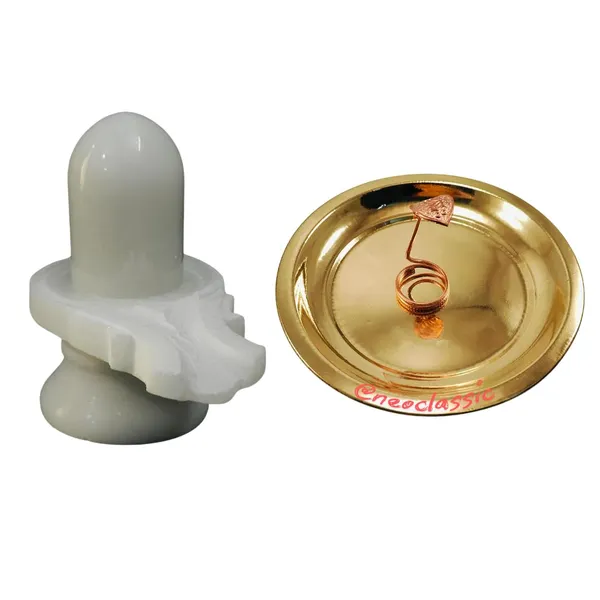 NEO_CLASSIC_Divine_White_Marble_Shivling_with_Copper_Naag_&_Brass_Plate_–_Handcrafted_Shivling_from_Haridwar_(2.5_Inch)