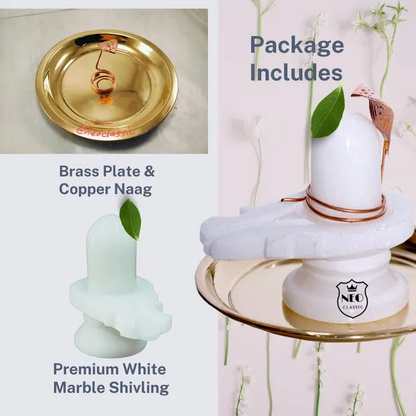 NEO_CLASSIC_Divine_White_Marble_Shivling_with_Copper_Naag_&_Brass_Plate_–_Handcrafted_Shivling_from_Haridwar_(2.5_Inch)