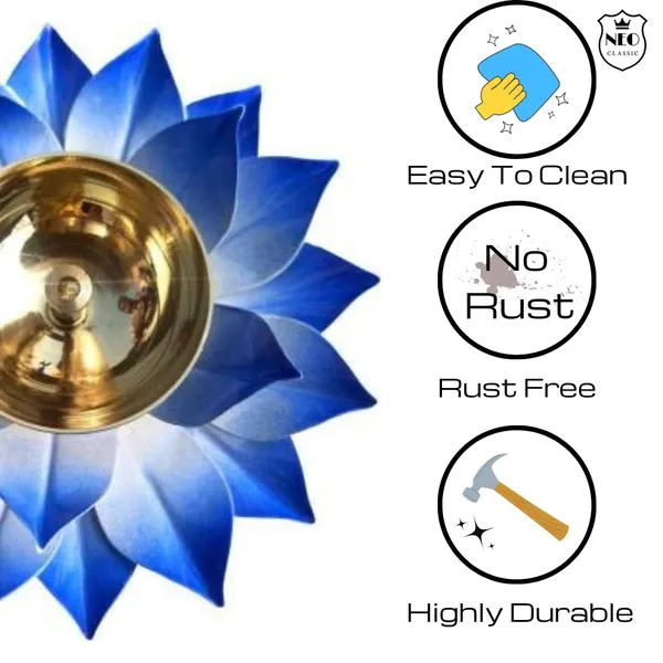 NEO_CLASSIC_Brass_Lotus_Diya_Deepak_|_Kamal_Shape_Oil_Lamp_for_Pooja_&_Diwali_Decoration_|_Handcrafted_Colorful_Brass_Deepak_(Blue)_|_5_Inch