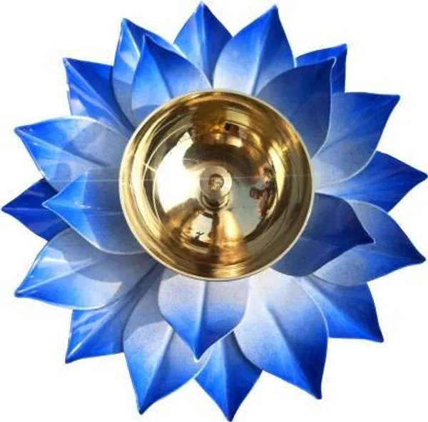 NEO_CLASSIC_Brass_Lotus_Diya_Deepak_|_Kamal_Shape_Oil_Lamp_for_Pooja_&_Diwali_Decoration_|_Handcrafted_Colorful_Brass_Deepak_(Blue)_|_5_Inch