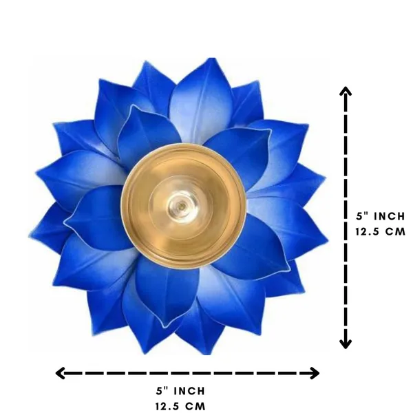 NEO_CLASSIC_Brass_Lotus_Diya_Deepak_|_Kamal_Shape_Oil_Lamp_for_Pooja_&_Diwali_Decoration_|_Handcrafted_Colorful_Brass_Deepak_(Blue)_|_5_Inch