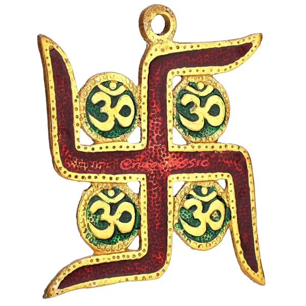 NEO_CLASSIC_Metal_Swastik_Wall_Hanging_with_Om_Symbol_|_Vastu_Good_Luck_Door_Entrance_Décor_for_Main_Door,_Home,_Office_&_Pooja_Room_|_Red_&_Gold_|_6_Inch