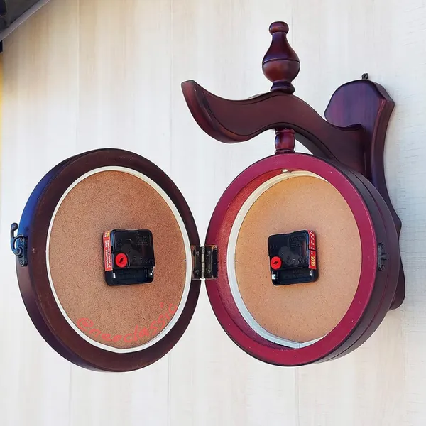 NEO_CLASSIC_Double-Sided_Vintage_Station_Wall_Clock_|_Mango_Wood_Decorative_Railway_Clock_|_Antique_Brown_Wall_Mounted_Clock_with_8-Inch_Dial_for_Home_&_Office_Décor