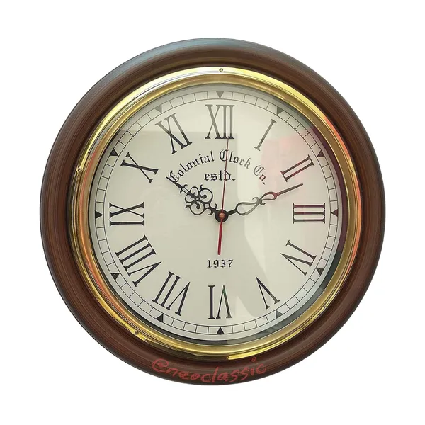 NEO_CLASSIC_Wooden_Antique_Wall_Clock_12_Inch_|_Vintage_Designer_Clock_with_Solid_Brass_Ring_|_Handcrafted_Home_&_Office_Decor_(Coffee_Brown)