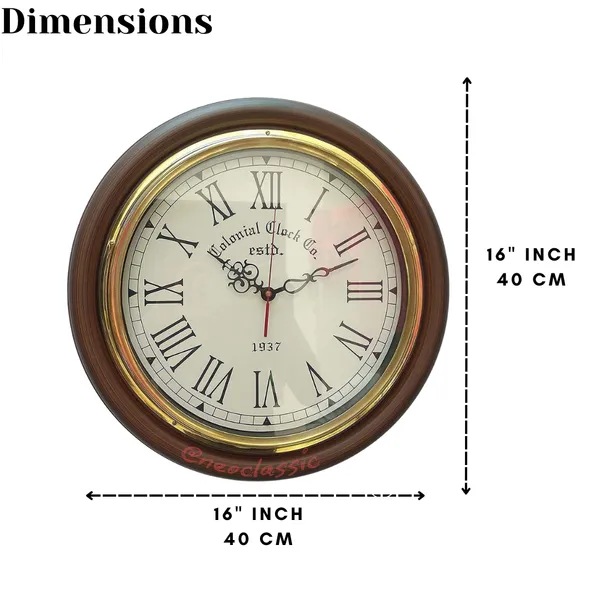 NEO_CLASSIC_Wooden_Antique_Wall_Clock_12_Inch_|_Vintage_Designer_Clock_with_Solid_Brass_Ring_|_Handcrafted_Home_&_Office_Decor_(Coffee_Brown)