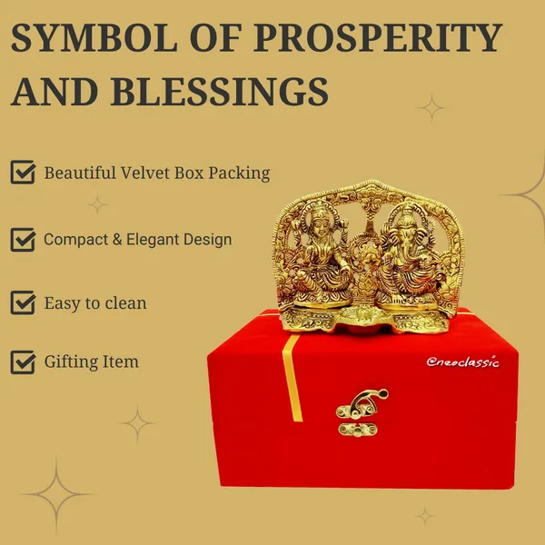 NEO_CLASSIC_Laxmi_Ganesh_Idol_with_Oil_Lamp_Diya_–_Diwali_Pooja_Showpiece_for_Home_Temple_with_Red_Velvet_Box