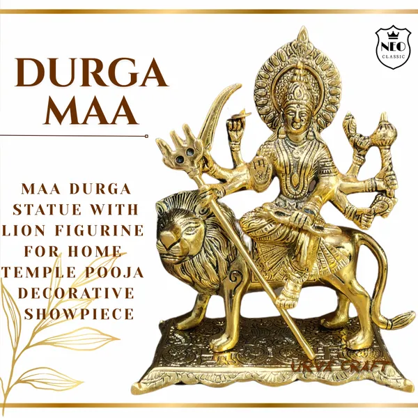 NEO_CLASSIC_Durga_Maa_Statue_with_Lion_|_Hindu_Goddess_Durga_Idol_for_Home_Temple,_Pooja_&_Decorative_Showpiece_|_With_Base_Design_|_11_Inch