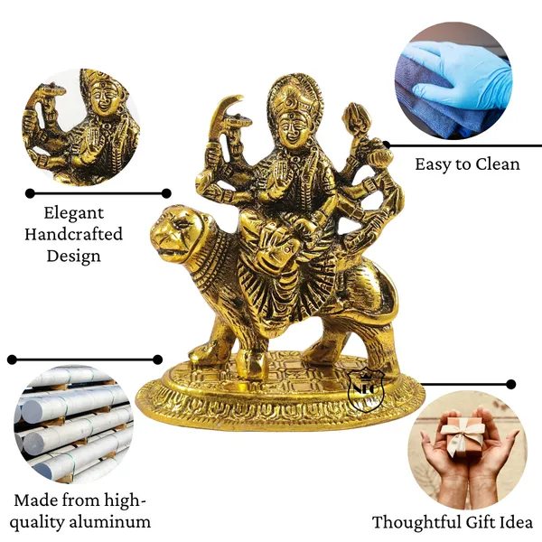 NEO_CLASSIC_Durga_Maa_Statue_with_Lion_–_Decorative_Hindu_Goddess_Idol_for_Home_Temple_(5_Inch,_Oval_Base)
