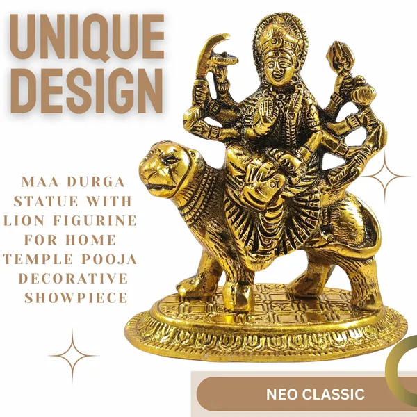 NEO_CLASSIC_Durga_Maa_Statue_with_Lion_–_Decorative_Hindu_Goddess_Idol_for_Home_Temple_(5_Inch,_Oval_Base)