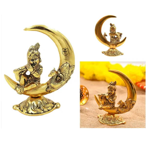 NEO_CLASSIC_Baby_Krishna_Idol_on_Moon_Showpiece_|_Gold_Plated_Krishna_Murti_Statue_for_Home_Puja,_Temple_Decor_&_Decorative_Gift_Item
